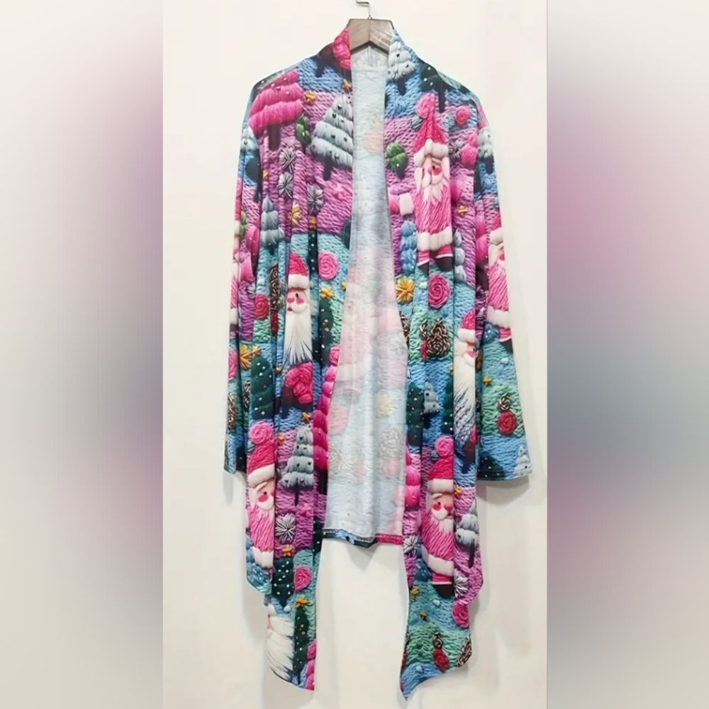 🆕 NO TAG! Festive Santa Print Women's Lightweight Whimsical!🌲Brand New!4X